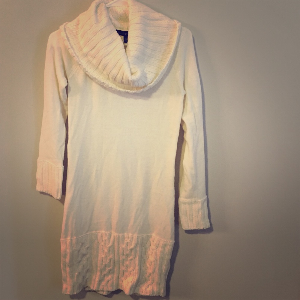 White cowl neck dress